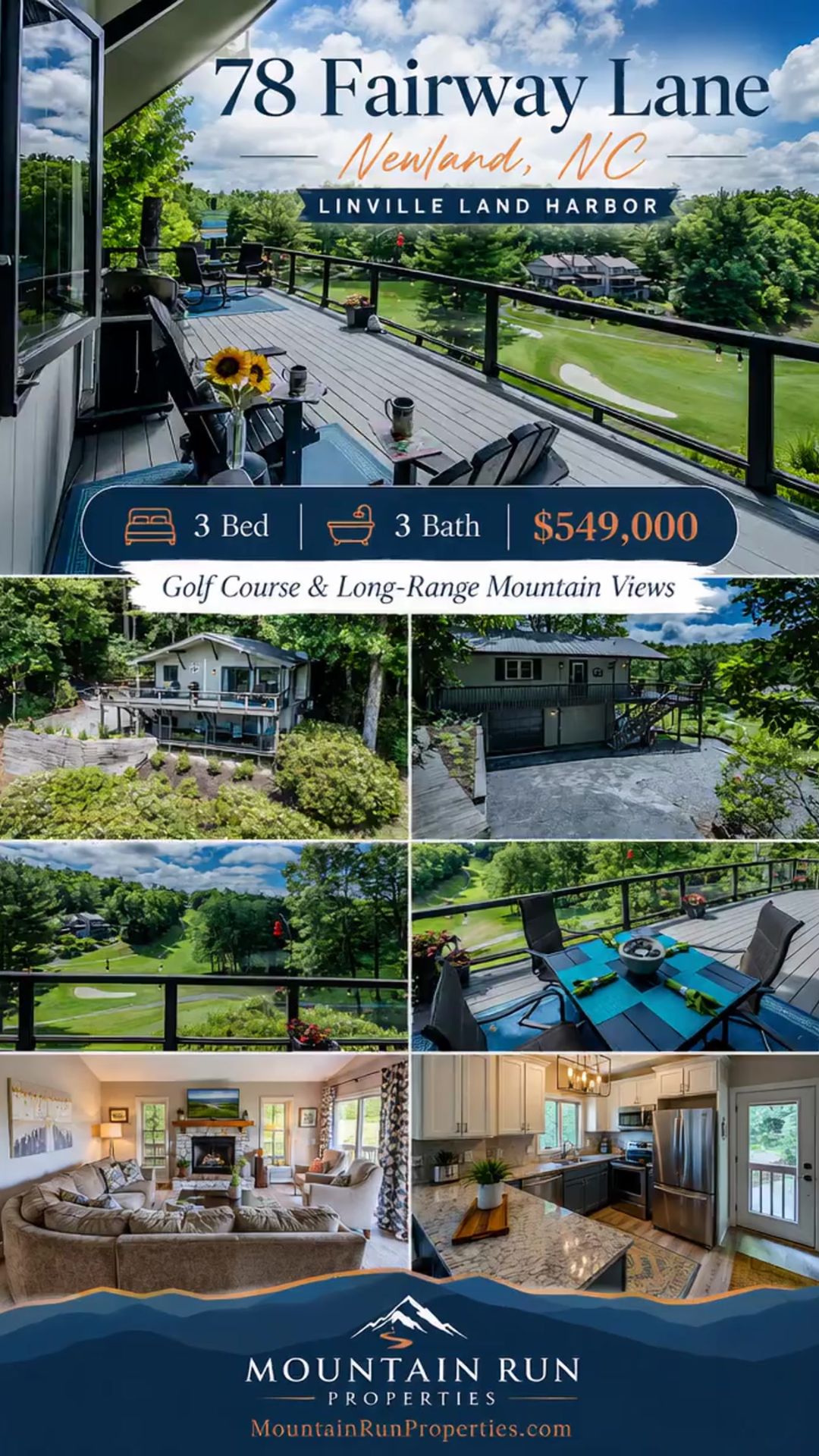 Golf Course Home for Sale in Linville Land Harbor at 78 Fairway Lane