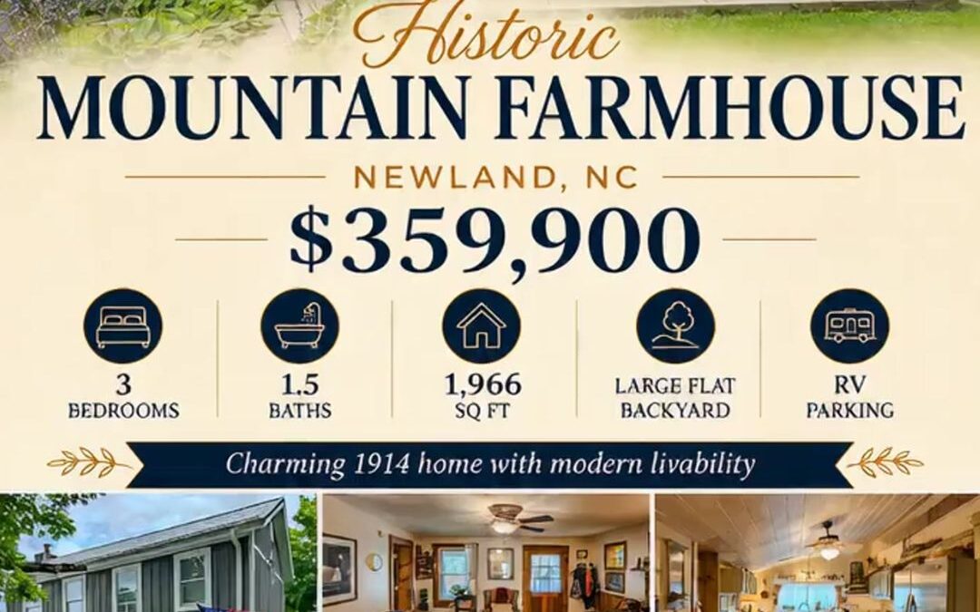 Historic Mountain Farmhouse for Sale in Newland, NC – 5950 N US 19E