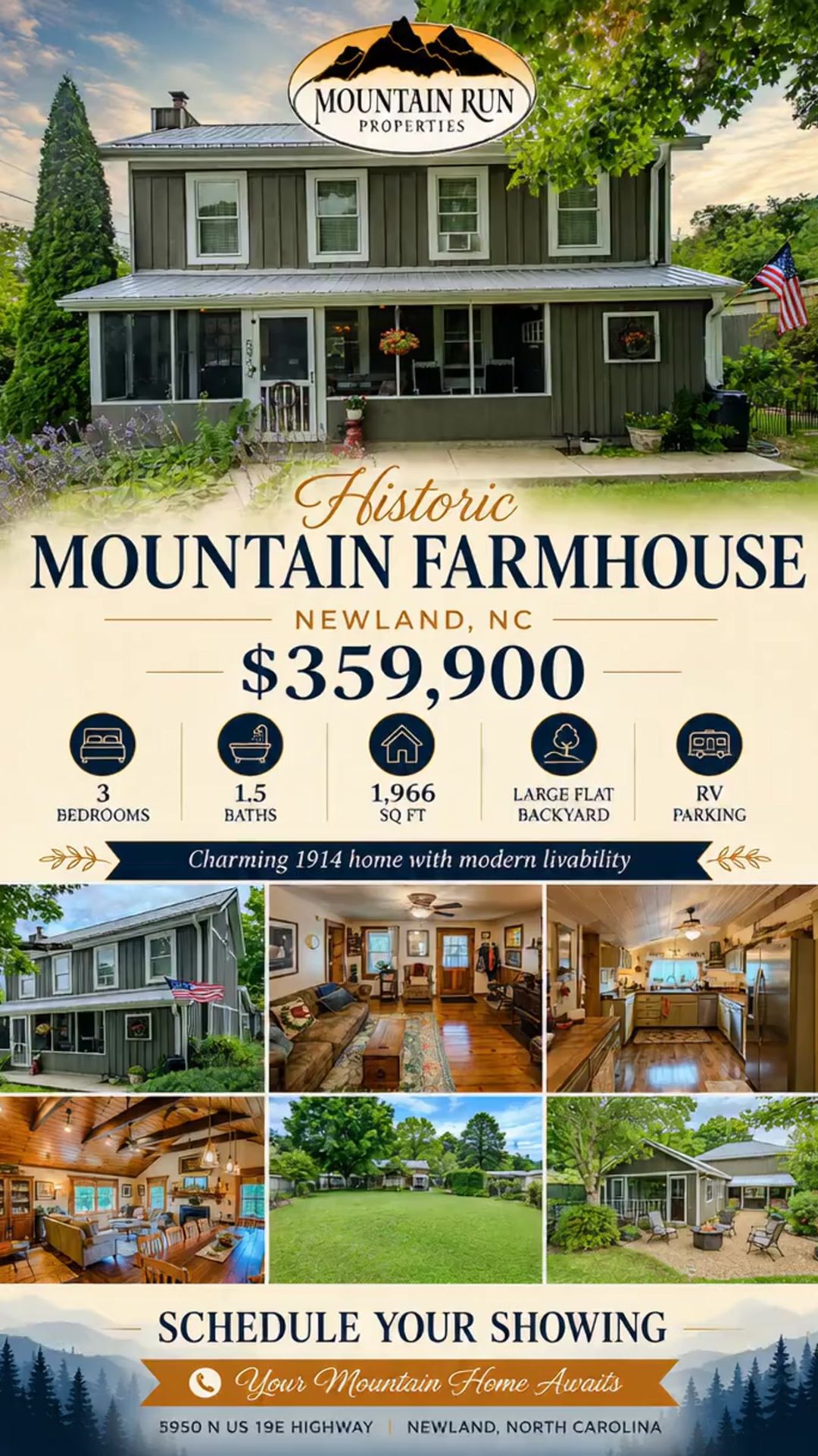 Historic Mountain Farmhouse for Sale in Newland, NC – 5950 N US 19E